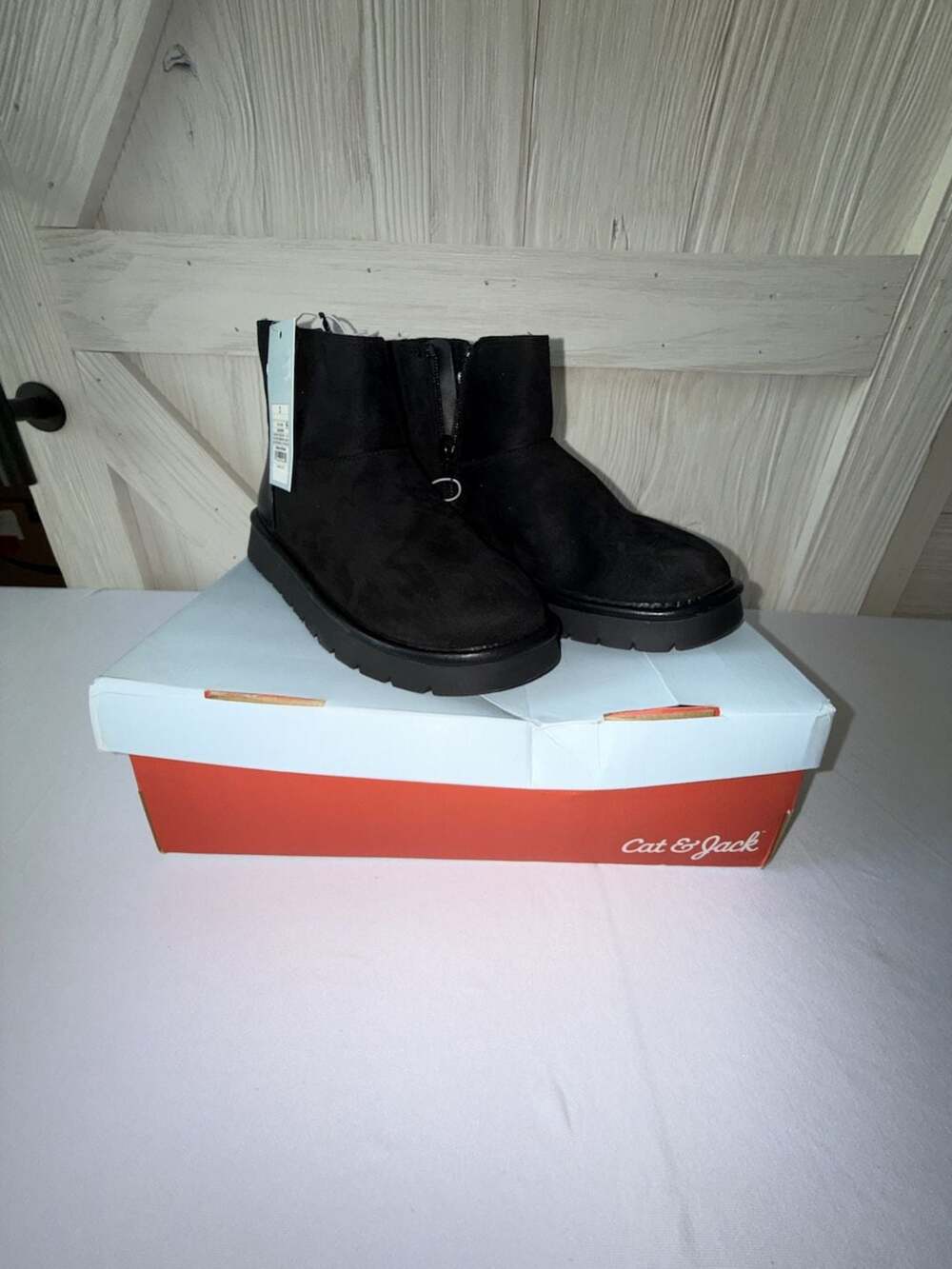 Cat & Jack Black Faux Suede Ankle Boots Size 3